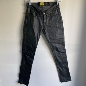 Drayko Size 8 Black Keylar Faux Leather Womens Motorcycle Pants Jeans